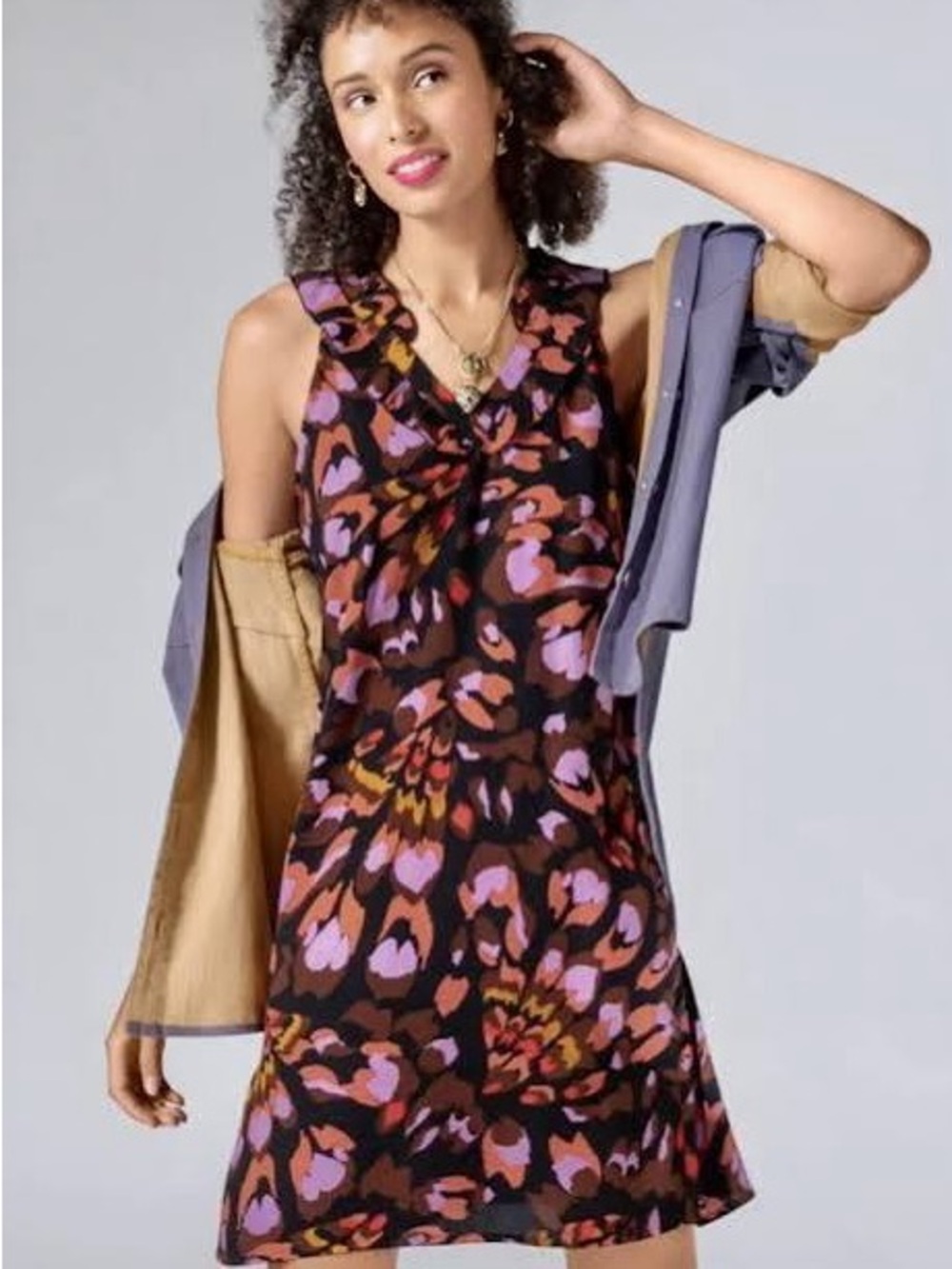 CAbi Abstract Floral Sleeveless Dress Tunic Size XS Style 4454